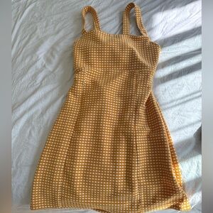 Free People Mustard Checkered Mini Dress